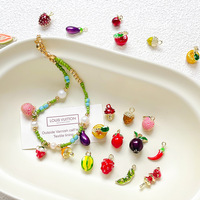 Pendentif en forme de fruit en alliage goutte à goutte pour la fabrication de bijoux Strawberry Lychee Mushroom Papaya Beads Necklace Bracelet