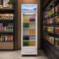 Lemari Pendingin Minuman Komersial Vertikal Pintu Kaca Tegak untuk Bar, Pendingin Minuman Red Bull Energy Drink