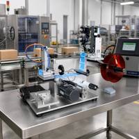 Machine d'étiquetage électrique semi-automatique à plat, moteur PLC, haute productivité pour autocollants adhésifs, sachets de café, boîtes cosmétiques