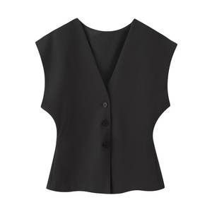 TAOP & ZA moda 2025 otoño nuevas llegadas mujeres sin mangas a rayas versátil cuello en V <span class=keywords><strong>chaleco</strong></span> recortado 4749768 4391511 - Product Image 2