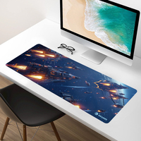 WT001-1 Cyberpunk grand tapis de bureau étendu mignon Anime carré impression bureau tapis de souris avec tapis de souris en caoutchouc Style dessin animé