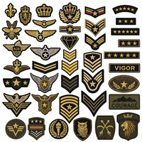 Badges en tissu brodés personnalisés AWELLS, noir et or, avec fil métallique, décoratifs pour vestes, sacs, casquettes