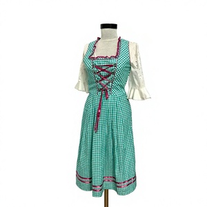 Custom Oktoberfest Beer Festival Outfit Ladies German Dirndl 100% Cotton <b>Checkered</b> Bartender Waitress Cosplay Accessories - Product Image 1
