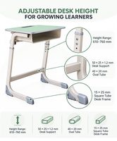 Ensemble de mobilier scolaire moderne : bureau et chaise pour étudiant, revêtement mat anti-corrosion, tube en acier pour le Sud-Est