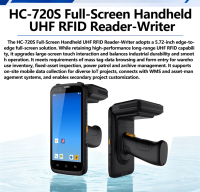 Lecteur RFID UHF longue portée 25m HC-720S, PDA industriel à écran complet avec poignée pistolet, scanner de codes-barres 1D 2D pour inspection d'actifs fixes