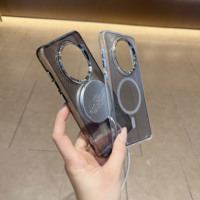 Étui MATE50 en alliage de nickel, panneau arrière en métal, texture en maille tissée, coque de téléphone transparente
