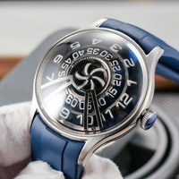 Montres automatiques mécaniques de luxe à mouvement rotatif, cadran à heures sauteuses, boîtier en acier 316L, bracelet en caoutchouc pour hommes SM1107
