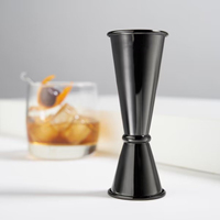 Jigger à cocktail double en acier inoxydable noir personnalisé 2cl/4cl, moderne, écologique, avec logo personnalisé, style japonais