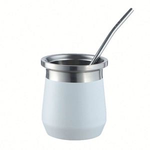 Taza de 260 ml Personalizada de Acero Inoxidable 304 de Doble Pared, Aislada, Ecológica, Segura para Agua Hirviendo, para Té y Café, con Cuchara y Pajita - Product Image 5