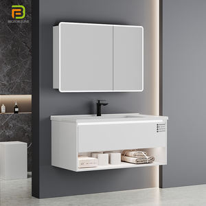 Muebles de Baño Modernos y Sencillos de Acero Inoxidable, Gabinete de Baño Impermeable, Mueble de Baño Flotante con Lavabo - Product Image 3