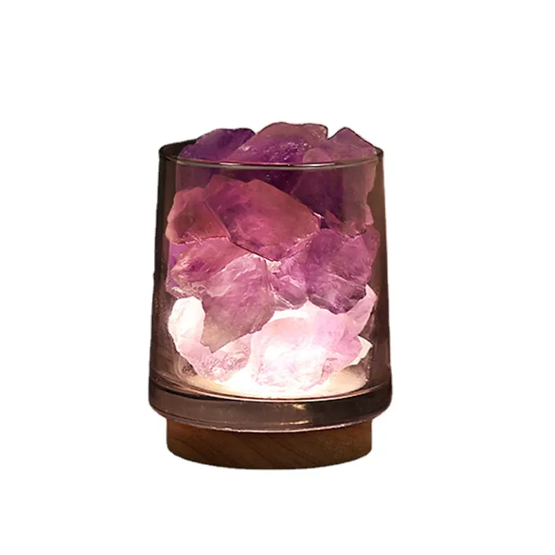 Hotsale lampu meja malam mini ionik Diffuser Aroma portabel Garam Himalaya Led kristal batu pelembap udara alami lampu meja malam
