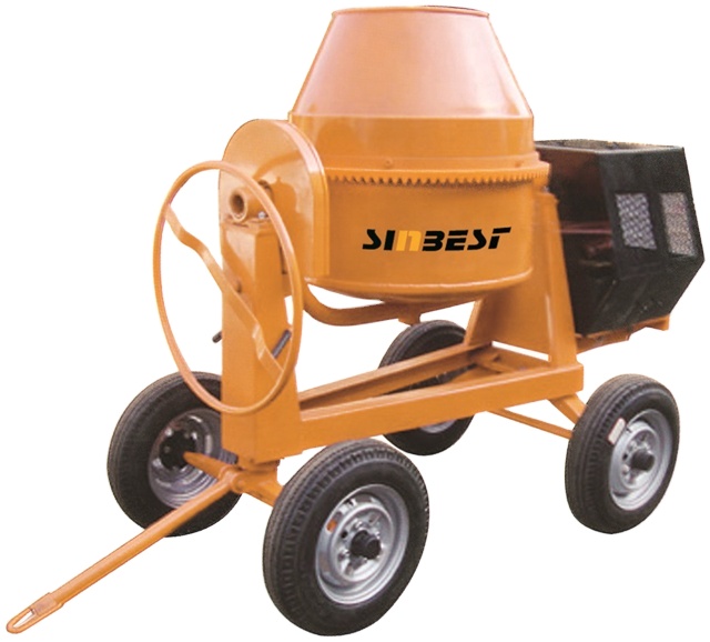 Mixer beton besar kapasitas 450l, Mixer beton besar Spanyol baru/bekas dengan roda 17 inci