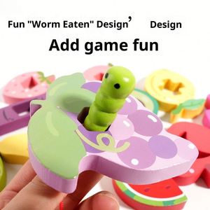 Jeu de logique interactif de bureau en bois avec grandes perles en bois de fruit, jouet éducatif pour enfants de 4 à 6 ans - Product Image 4