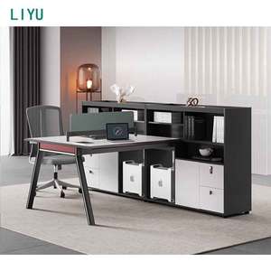 Escritorio de Oficina Moderno en Forma de L Liyu, Estación de Trabajo Modular Multipersona, Muebles de Oficina Modulares con Separación Elegante - Product Image 3