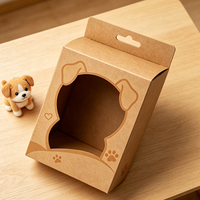 Boîte d'emballage en papier kraft découpée sur mesure avec fenêtre et trou de suspension pour les outils de toilettage quotidien des chiots