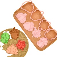 Ensemble de découpoirs à biscuits en plastique 3D en forme de citrouille et de feuille d'érable pour l'automne, moule à biscuits personnalisé en argile DIY