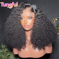 Perruque frontale en dentelle HD bouclée crépue de 40 pouces, densité 300%, en cheveux humains vierges bruts, double tirage, sans pointes fines, extra longue