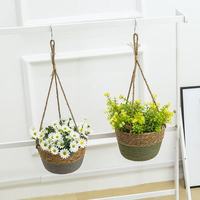 Keranjang Gantung Tanaman Tali Jute Anyaman Tugas Berat Dapat Dilipat Kapasitas 5kg Gantungan Tanaman Indoor/Outdoor Elegan Tahan Lama