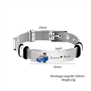 Pulseras y Brazaletes de Acero Inoxidable con Fotografía Personalizada Romántica, Pulseras de Corazón para Mamá e Hija, para Hombres y Mujeres - Product Image 4