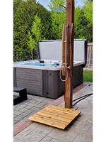 Kit de douche extérieure en cèdre, station de piscine autoportante en bois pour jardin
