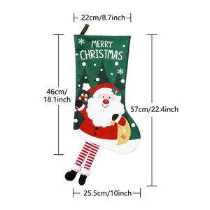 NOUVEAU 58cm Chaussettes de décoration d'arbre de Noël Impression haute avec jambe en feutre Cadeau de Noël rouge Bas de Noël - Product Image 5