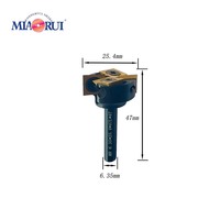 Miaorui 6.35*25.4*47L*(2+2)T Tête de fraiseuse à rainurage en T à lame remplaçable, pour fraisage de surface, dorée, style insert, pour spoilboard