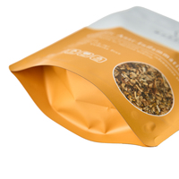 Sachets en plastique à fond plat, étanches à l'humidité, finition brillante, anti-odeur, pour café, thé, aliments, emballage refermable, vente en gros