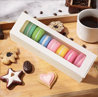 Boîte d'emballage pour biscuits au chocolat avec fenêtre, en papier kraft blanc, à ouverture automatique, pour une seule pièce, conteneur de boulangerie, boîte à macarons