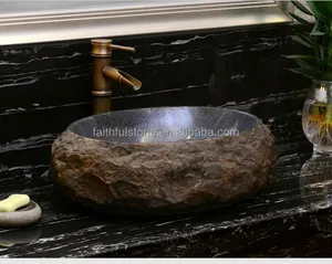 Groothandel Natuurlijke Rivier Steen Badkamer Wastafel River Stone Vessel Sink