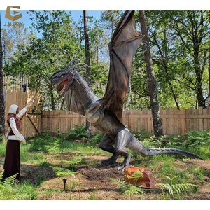 Estatua de dinosaurio de simulación de parque de atracciones de WD-03, disfraz de dragón animatrónico