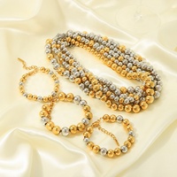 Collier ras du cou bicolore or et argent en acier inoxydable plaqué or avec perles rondes pour femme