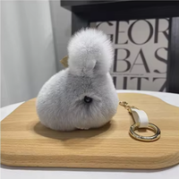 Gantungan Kunci Kelinci Rex Rabbit Fur Plushie, Liontin Tas Mini, Boneka Kelinci Lucu, Gantungan Kunci Boneka Kelinci, Mainan