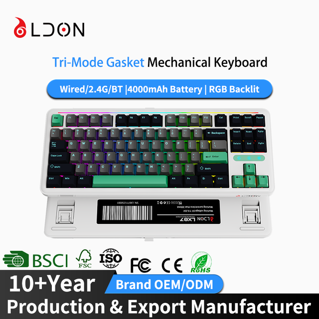 New LX87 Third Mock Examination 75% BT Wireless USB Type-C Mechanical Keyboard Rechargeable PBT Key Cap Hot Swappable RGB