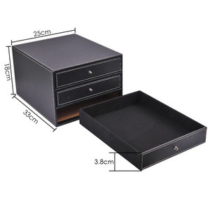 <span class=keywords><strong>Organizador</strong></span> <span class=keywords><strong>de</strong></span> Escritorio FOSKA, Apilable, con 3 Cajones, Porta Archivos <span class=keywords><strong>de</strong></span> Cuero con Asa Metálica para Guardar Artículos y Accesorios Diarios - Product Image 2
