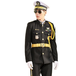 Veste d'uniforme d'agent de sécurité pour hommes, <span class=keywords><strong>col</strong></span> montant, noire, été/hiver, en polyester/viscose - Product Image 5