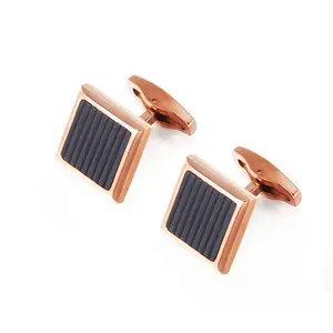 Tùy Chỉnh Thời Trang Rose Gold Vuông Thép Không Gỉ Men Nút Sang Trọng Trống Khắc Khuy Măng Sét Cho Nam Giới Trang Sức Phụ Kiện