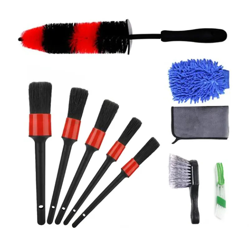 10 pezzi kit di pulizia della spazzola per auto spazzola per dettagli/spazzola per trapano/spazzola per aria condizionata