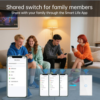 Interrupteur mural intelligent standard US 1/2/3/4 voies, double bande 2.4G 5G WiFi, tactile sans fil, contrôle via l'application Tuya