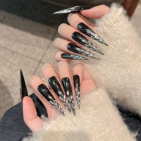 Faux ongles en acrylique 3D en forme de citrouille et de crâne pour Halloween, vente en gros aux États-Unis, logo personnalisé, courts, faits à la main, à presser sur les doigts
