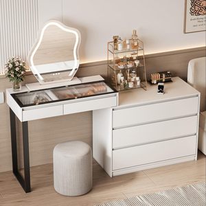 Tables de maquillage avec plateau en verre, miroir en forme de nuage et station de charge, directement de l'usine SENYU, avec éclairage LED - Product Image 1