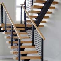 Main courante d'escalier en acier inoxydable et verre, style minimaliste moderne, pour villa duplex, design flottant personnalisé