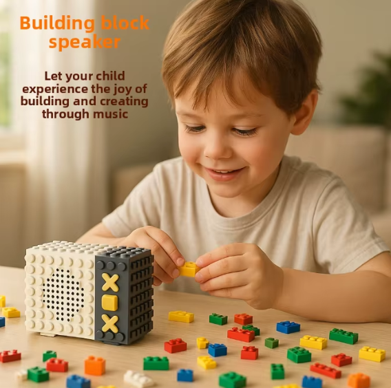 New Model Modular Speaker, Mini Portable Audio System, High Volume Compatible with Lego Toys, Children's Companion Gift.