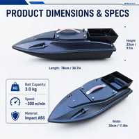 Perahu Umpan Pancing RC Elektrik dengan Navigasi GPS, Hopper Umpan Ganda, Motor Brushless, Lampu LED untuk Memancing Ikan Mas