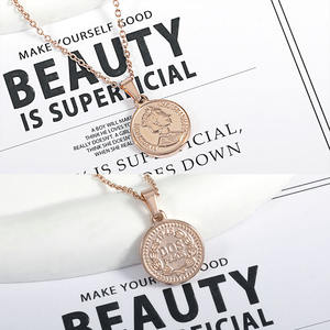 Collana con Ciondolo Rotondo in Oro con Ritratto di Elisabetta 1989, Stile Retrò Britannico, Medaglia Dollaro, Catena da Clavicola Cool Wind - Product Image 5