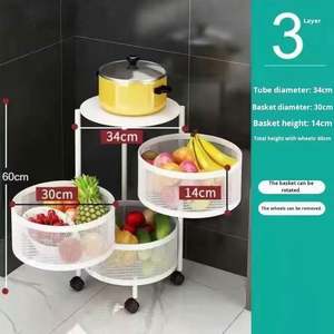 Modern <b>Kitchen</b> Storage Rack 5-Tier Metal Storage <b>Tower</b> Cart Organizer Rolling Wheels Removal Basket Fruit Vegetable Grocery - Product Image 6