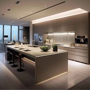 Luxury Kitchen Furniture Modern Houses Kitchen Cabinets Design Custom High-Quality RTA Kitchen <b>Cupboards</b> With <b>Lights</b> - Product Image 3