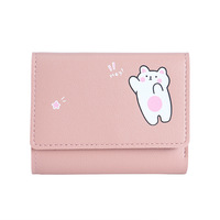 Dompet Wanita Motif Hewan Gaya Korea Terbaru, Multi-Kartu, Dompet Pendek Pelajar, Tempat Koin, Kancing Penutup, Bahan Poliester Anti Air