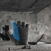 Gants de sport d'extérieur demi-doigts antidérapants coupe-vent imperméables en Spandex et coton respirants pour l'été avec fermeture à boucle pour le cyclisme