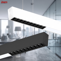 Luminaire suspendu linéaire moderne noir et blanc pour intérieur, éclairage de terrain de badminton intérieur, canal LED en aluminium pour bureau, garage, salle de sport