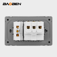 BAOBEN Panneau en acier inoxydable gris, norme italienne 118*74mm, prise murale TEL CAT5E CAT6 TV Satellite